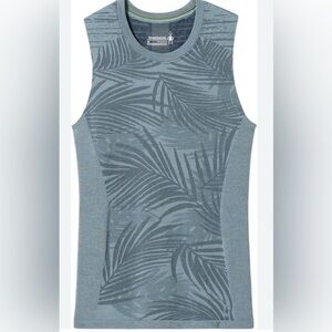 Smartwool Intraknit Acgive Gray Leaf Pattern Tank Top, Women's Large